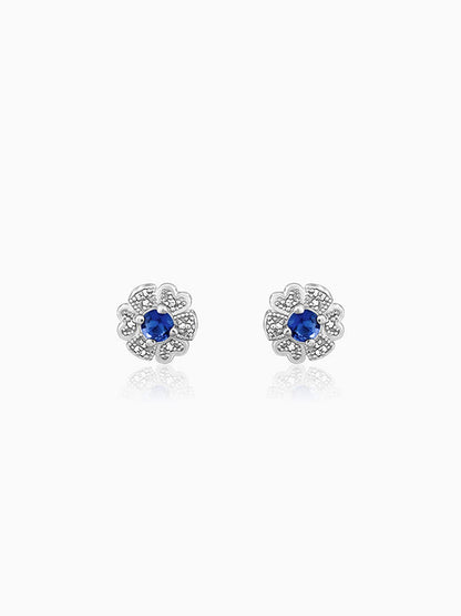 Silver Royal Blue Bloom Studs