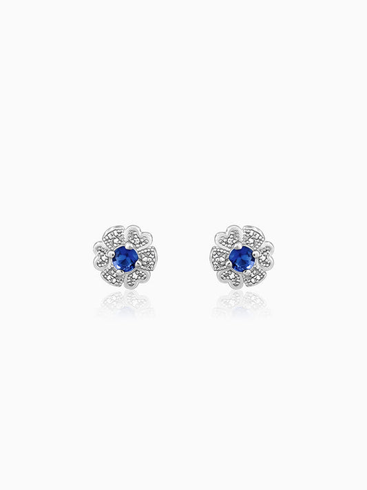 Silver Royal Blue Bloom Studs
