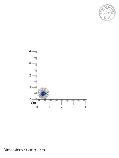 Silver Royal Blue Bloom Studs