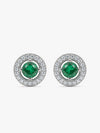 Silver Forest Green Shining Halo Studs