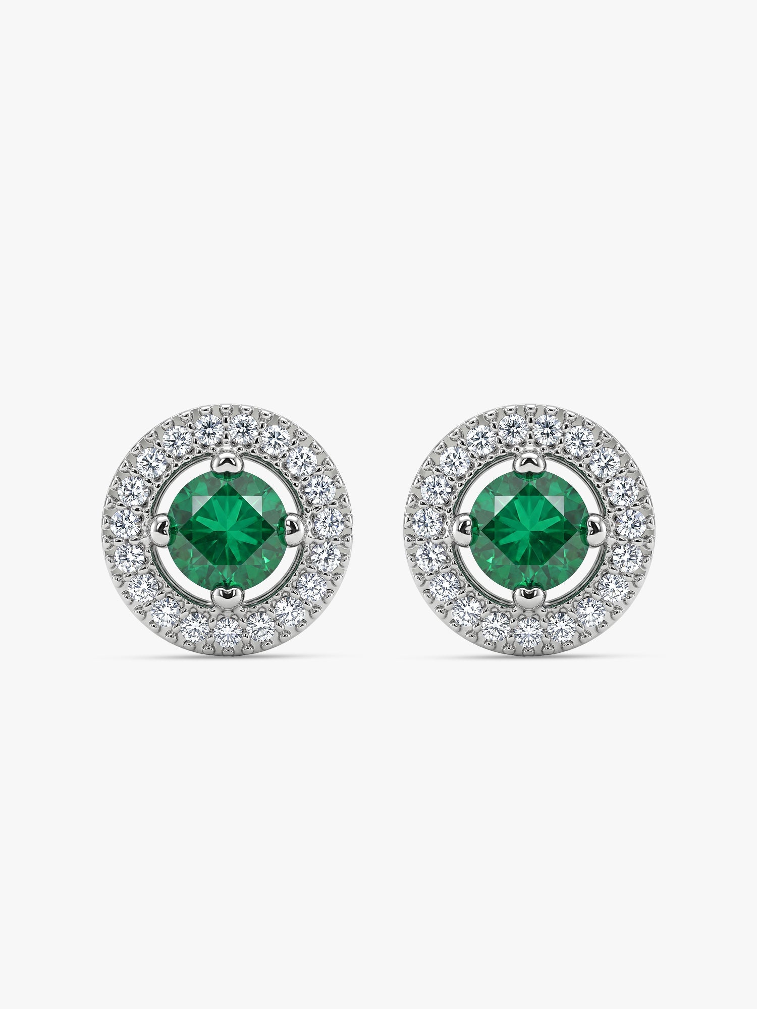 Silver Forest Green Shining Halo Studs