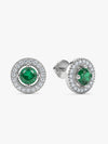 Silver Forest Green Shining Halo Pendant With Link Chain