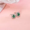Silver Forest Green Shining Halo Studs