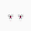 Silver Pop Pink Studded Butterfly Studs