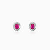 Silver Pink Oval Halo Studs