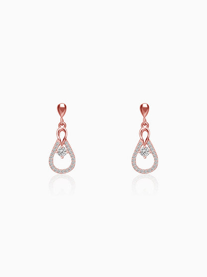 Rose Gold Zircon Drop Earrings