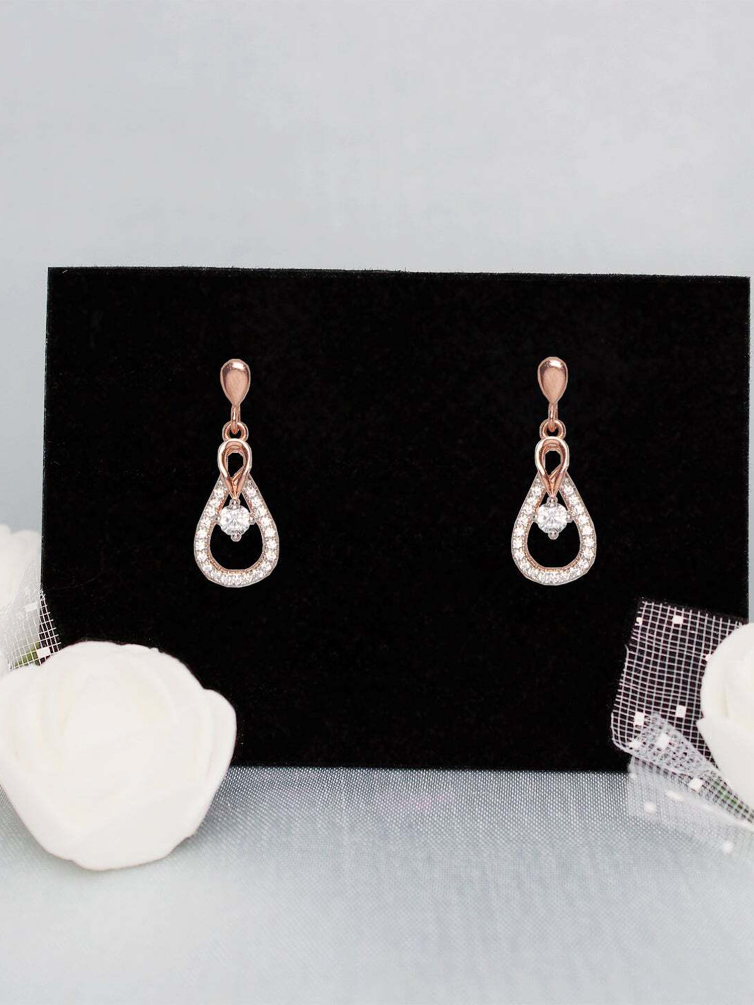 Rose Gold Zircon Drop Earrings