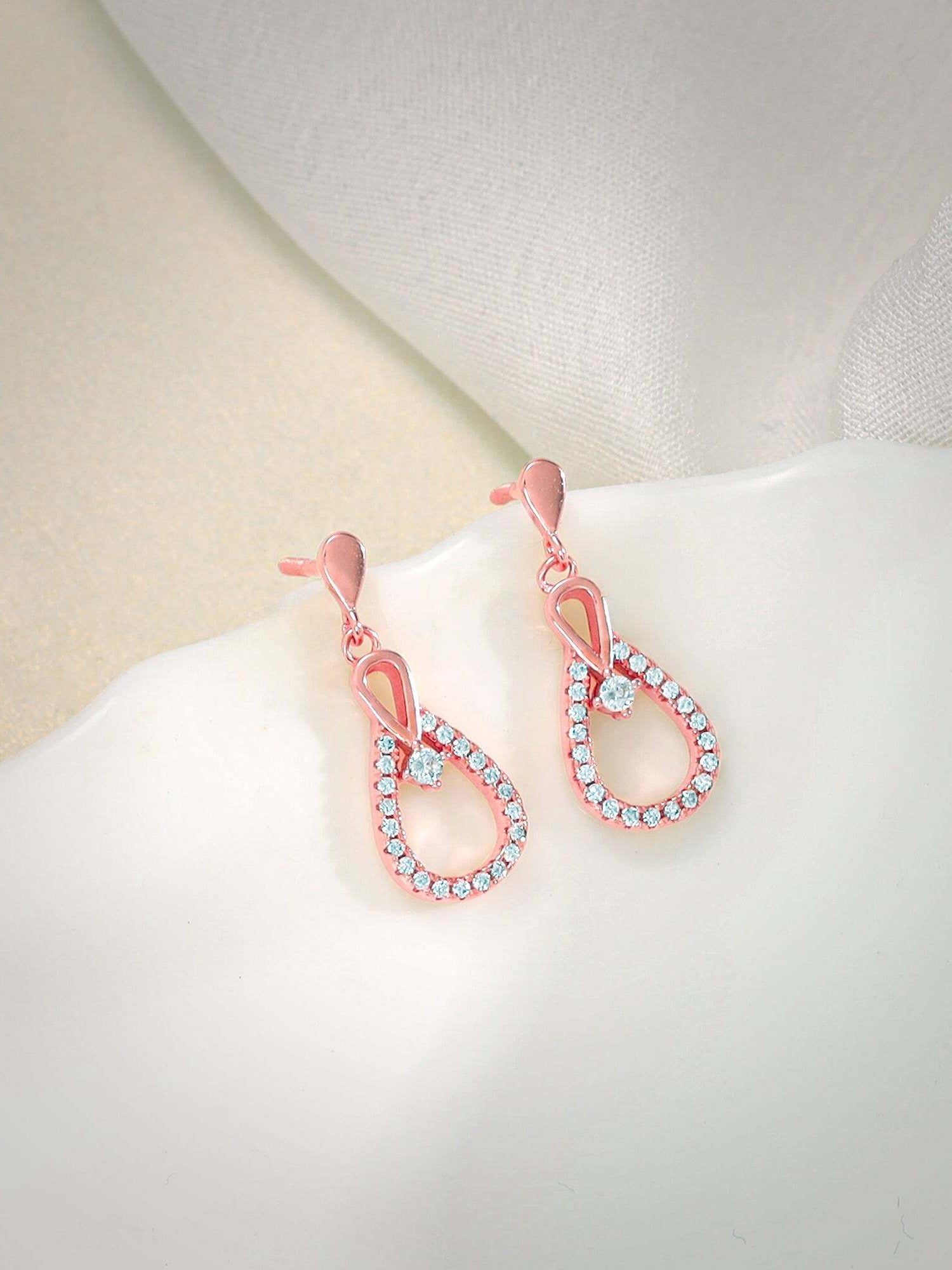 Rose Gold Zircon Drop Earrings