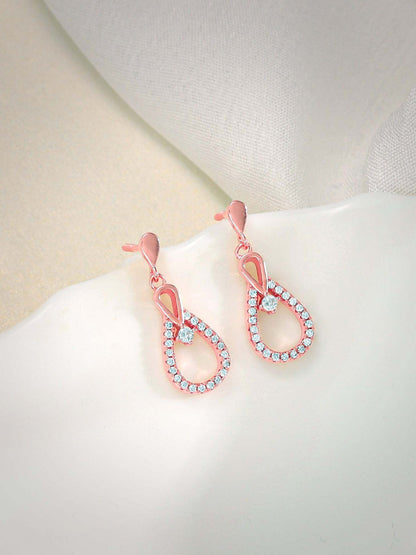 Rose Gold Zircon Drop Earrings
