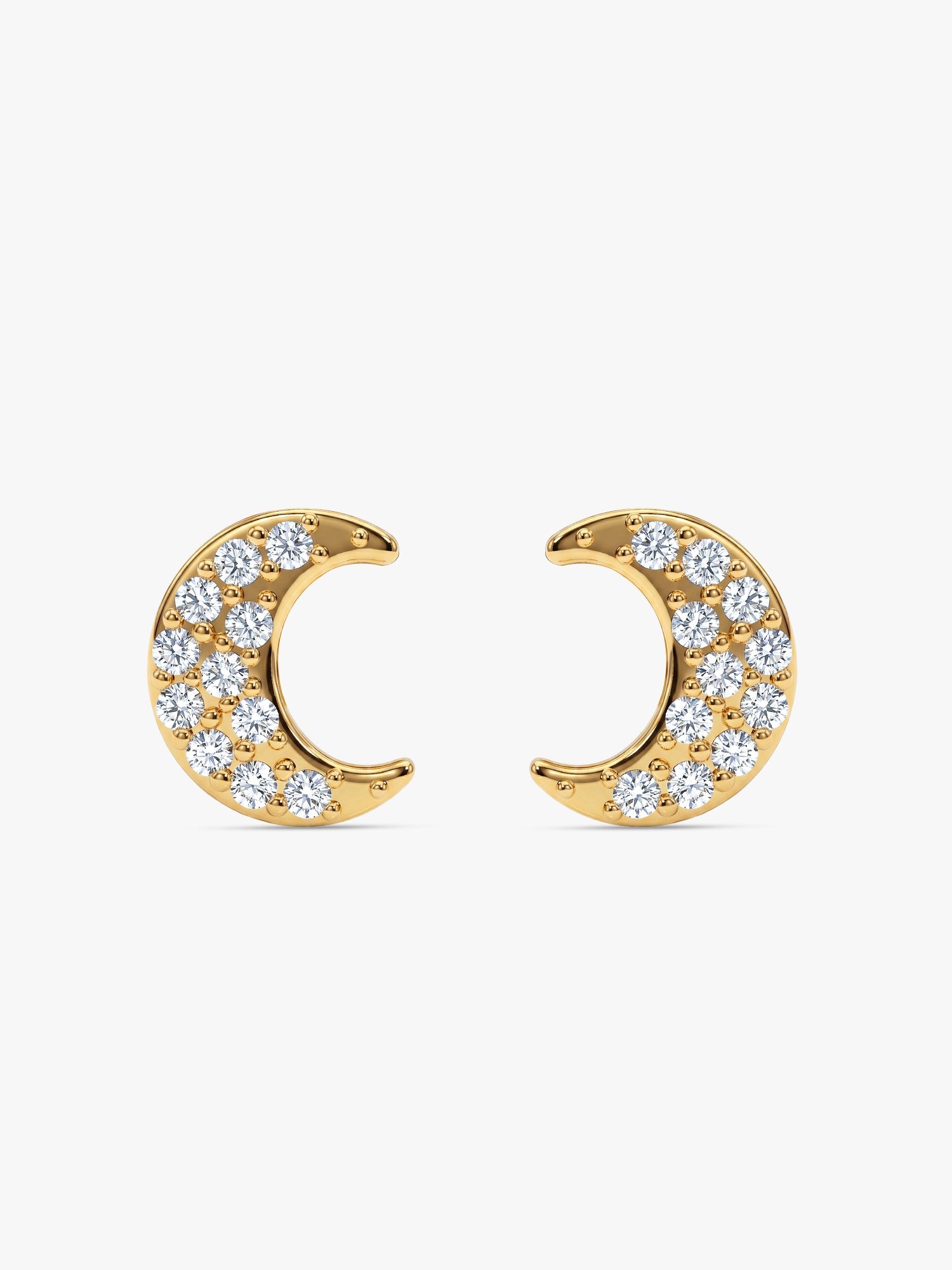 Golden Crescent Zircon Tiny Earrings