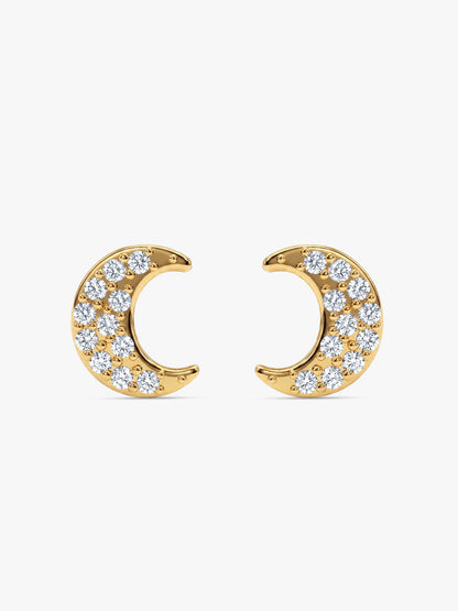 Golden Crescent Zircon Tiny Earrings