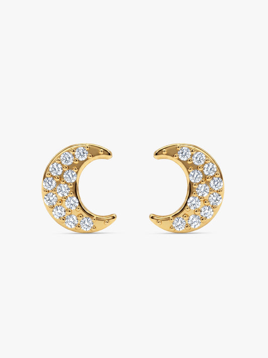 Golden Crescent Zircon Tiny Earrings