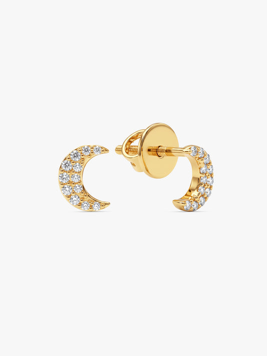 Golden Crescent Zircon Tiny Earrings