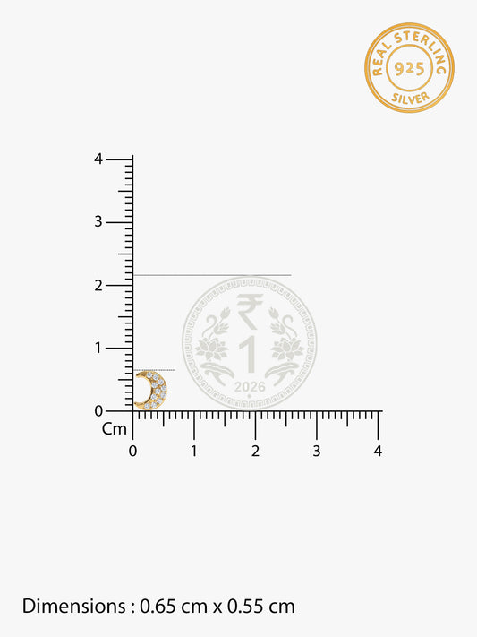 Golden Crescent Zircon Tiny Earrings