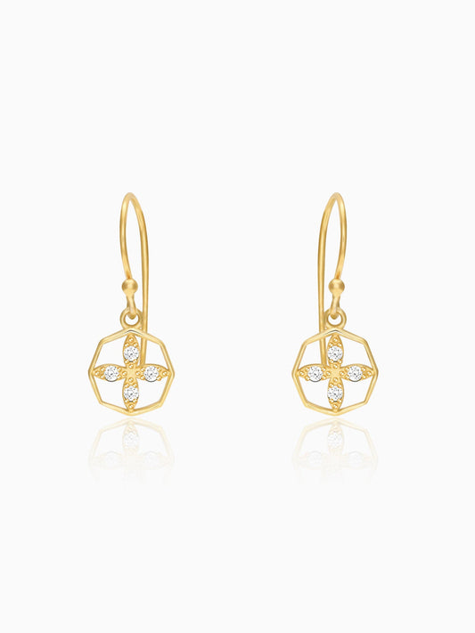 Golden Cross Mesh Earrings