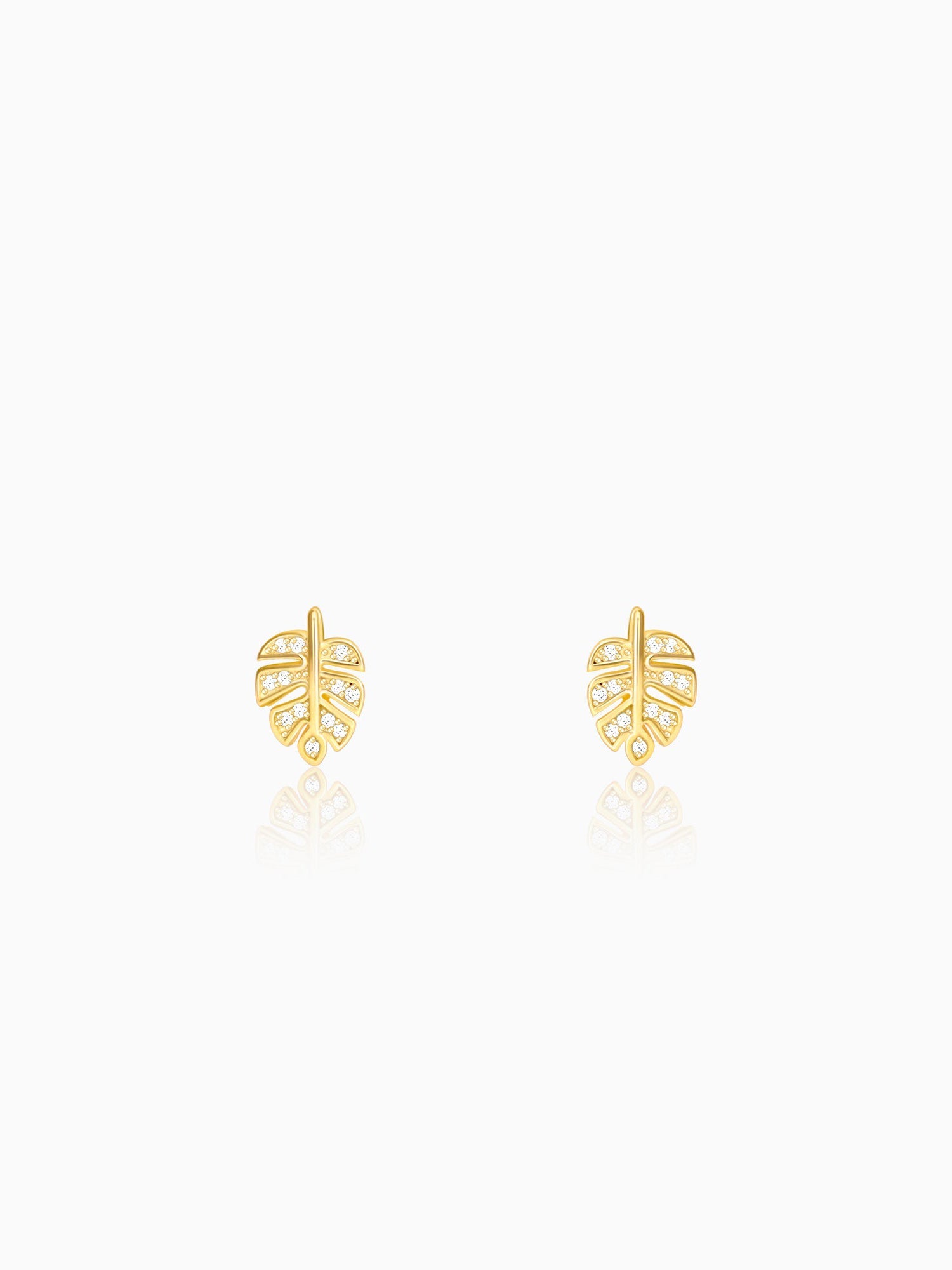 Golden Leaflet Stud Earrings