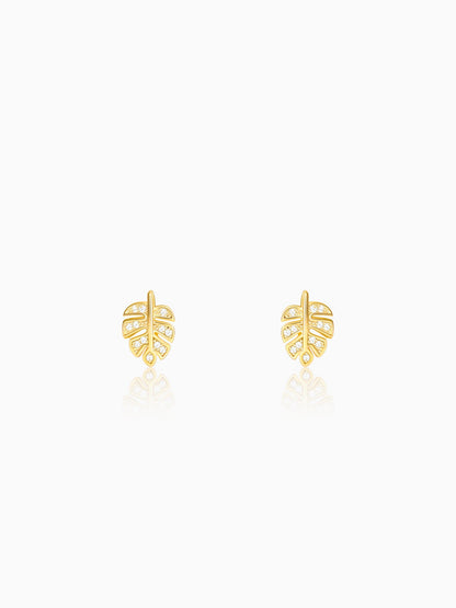 Golden Leaflet Stud Earrings