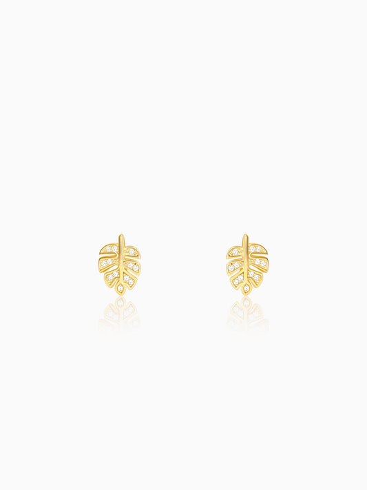 Golden Leaflet Stud Earrings