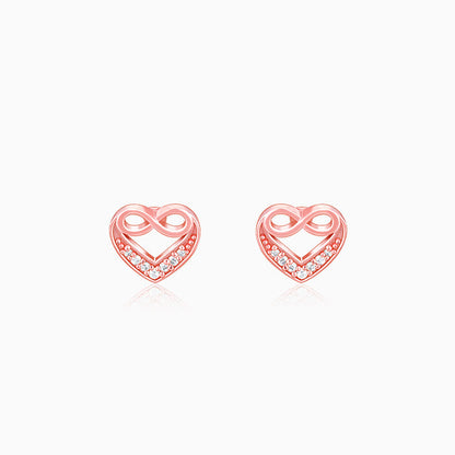 Rose Gold Infinite Love In Heart Earrings