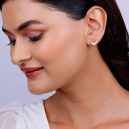 Rose Gold Infinite Love In Heart Earrings