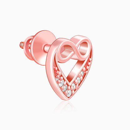 Rose Gold Infinite Love In Heart Earrings