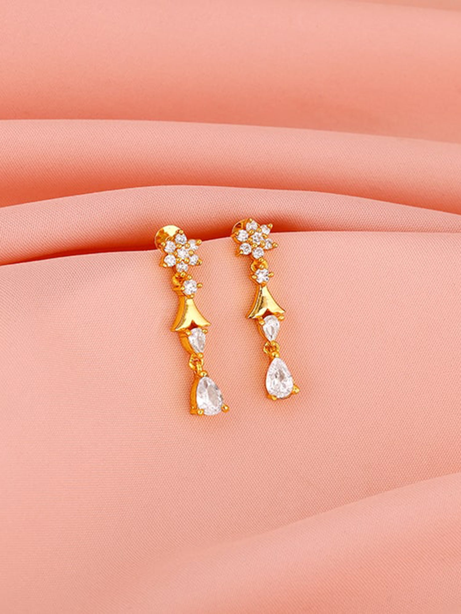 Golden Glinting Joy Zircon Earrings