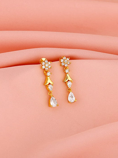 Golden Glinting Joy Zircon Earrings