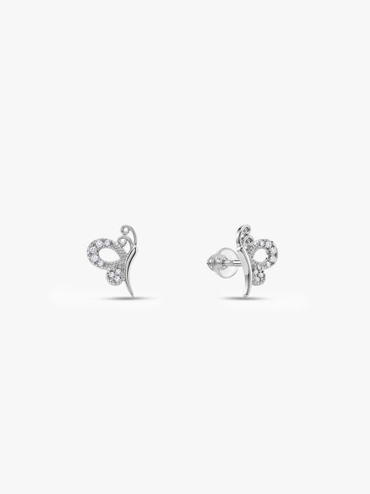 Silver Love Like A Butterfly Studs