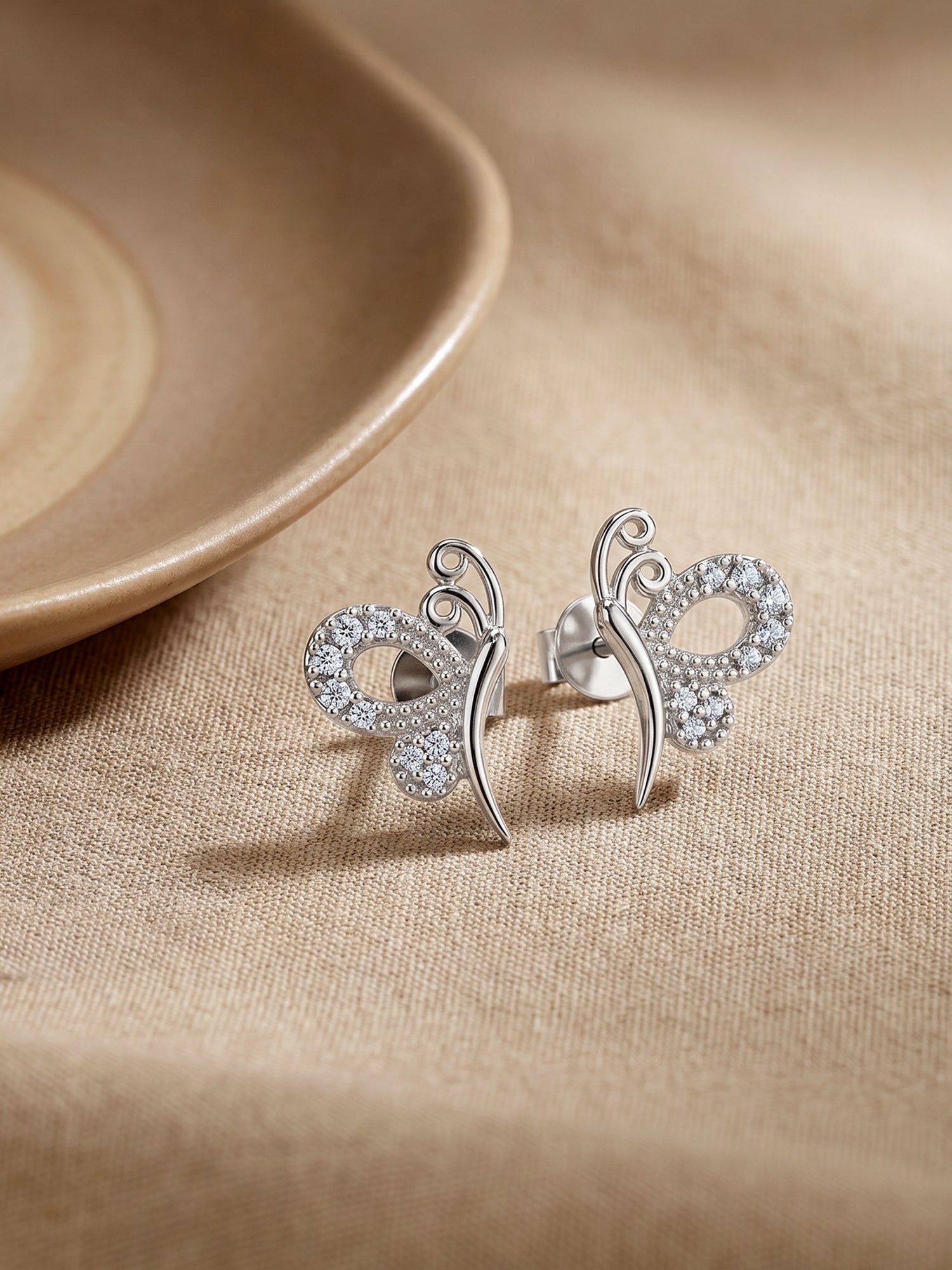 Silver Love Like A Butterfly Studs