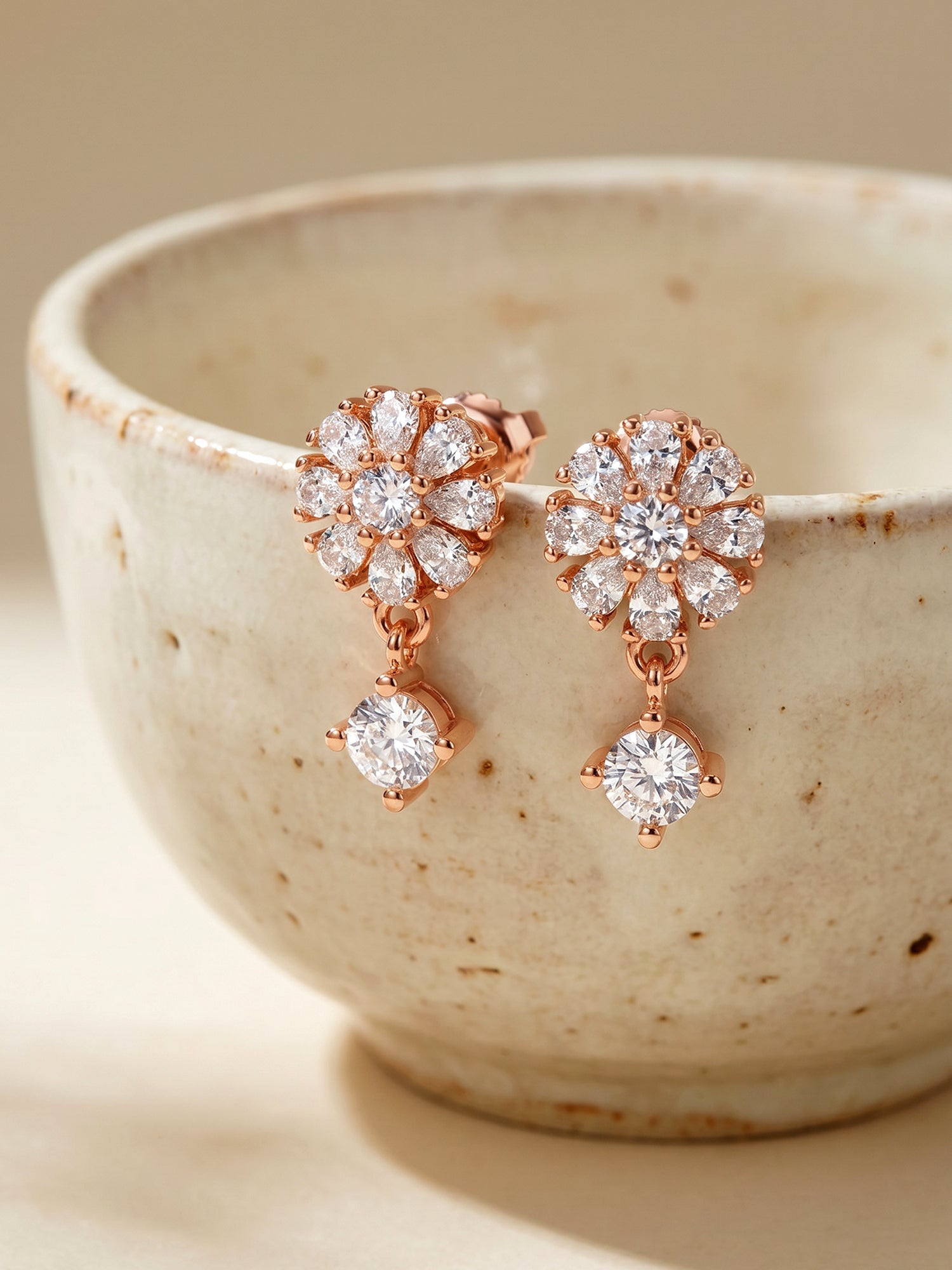 Rose Gold Floral Earrings