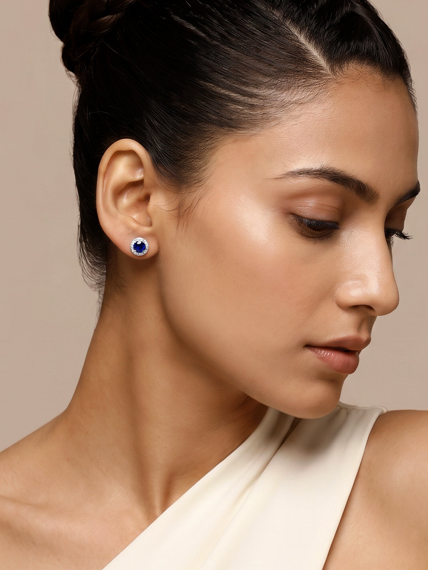 Silver Hypnotic Blue Studs