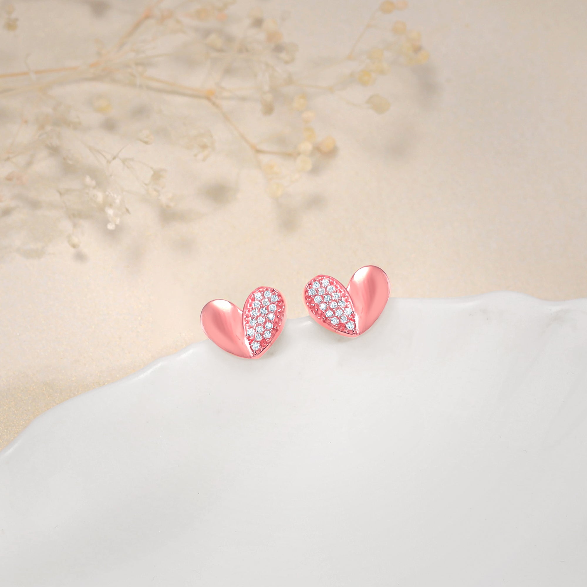 Rose Gold Made for Each Other Stud Earrings – GIVA