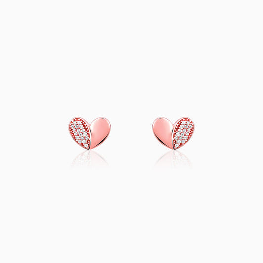 Rose Gold Made for Each Other Stud Earrings