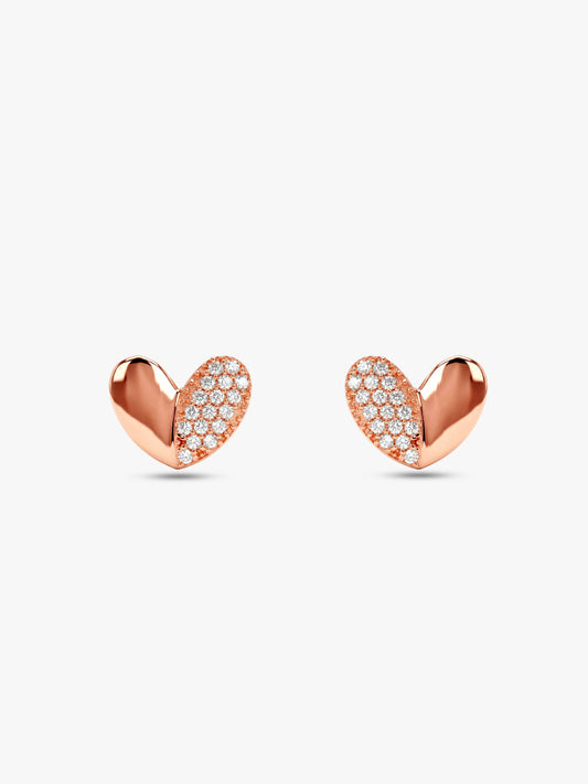 Rose Gold Made for Each Other Stud Earrings