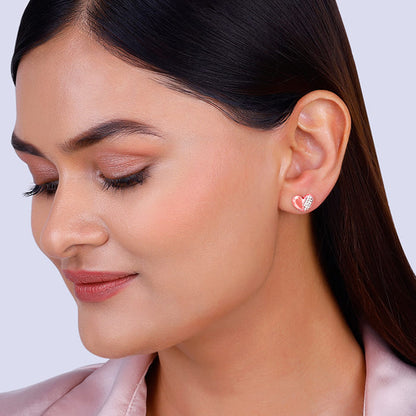 Rose Gold Made for Each Other Stud Earrings