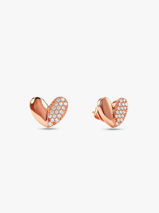 Rose Gold Made for Each Other Stud Earrings