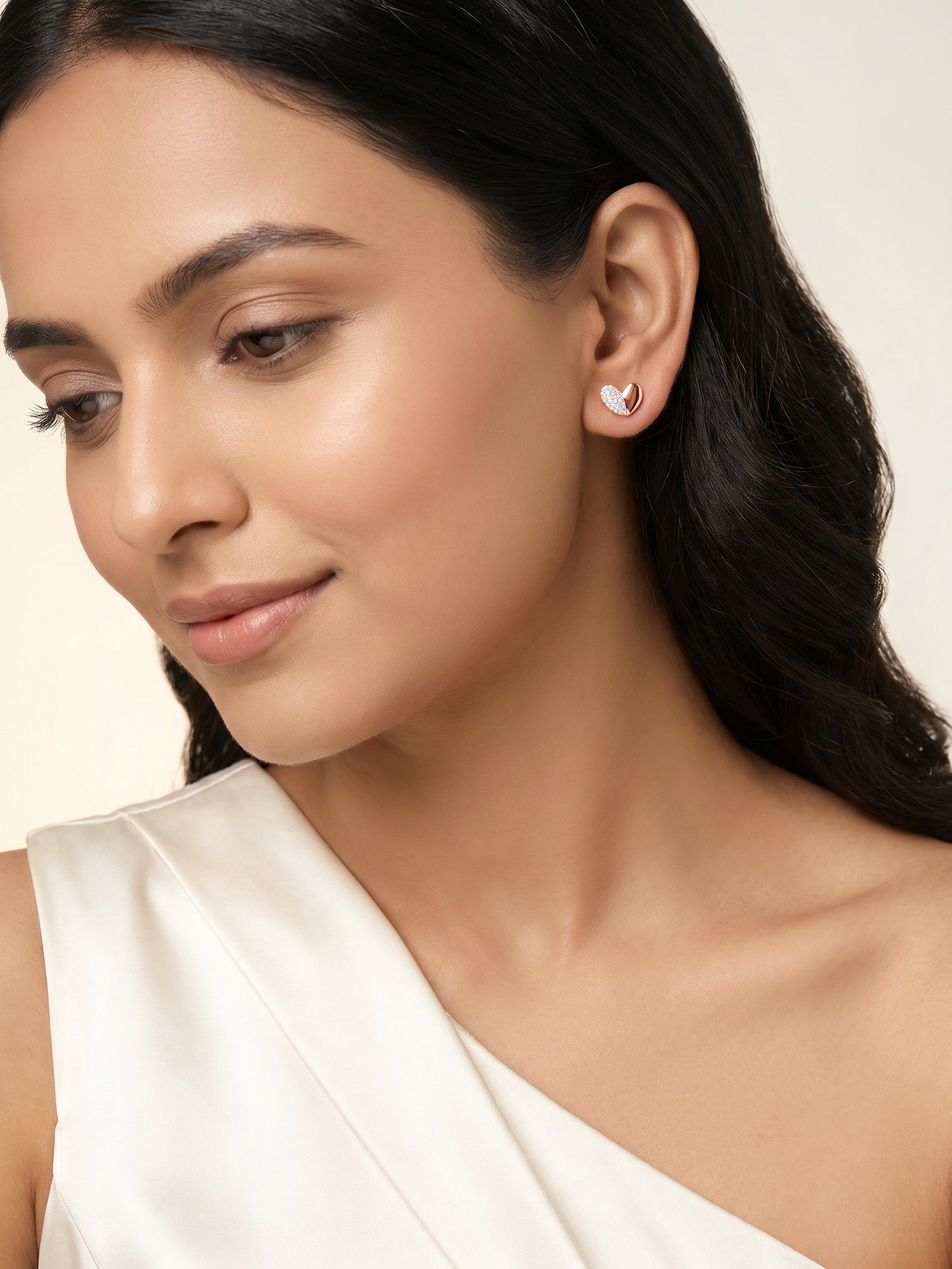 Rose Gold Made for Each Other Stud Earrings