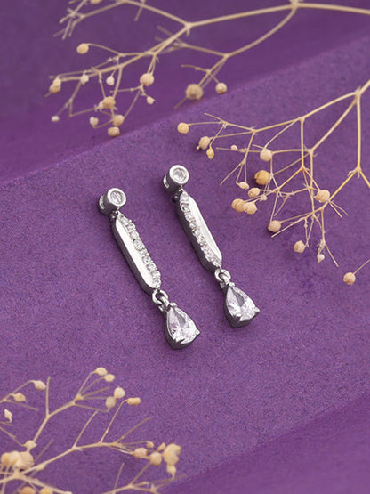 Zircon Silver Night Earrings