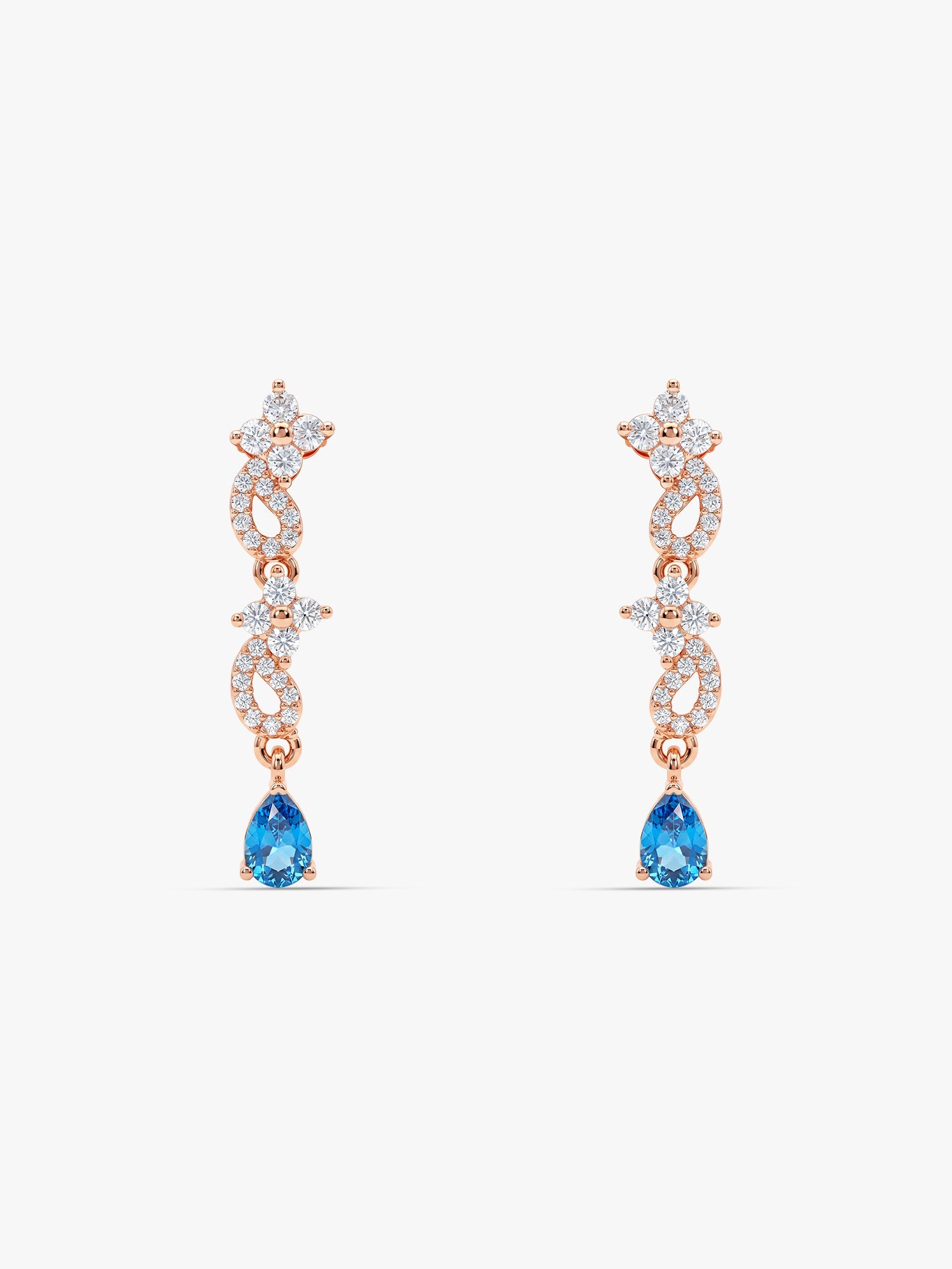 Rose Gold Blue Moon Earrings
