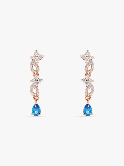 Rose Gold Blue Moon Earrings