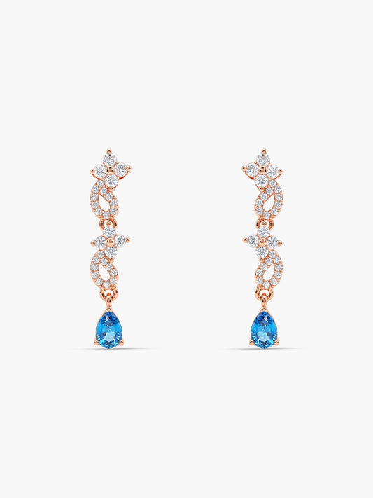 Rose Gold Blue Moon Earrings