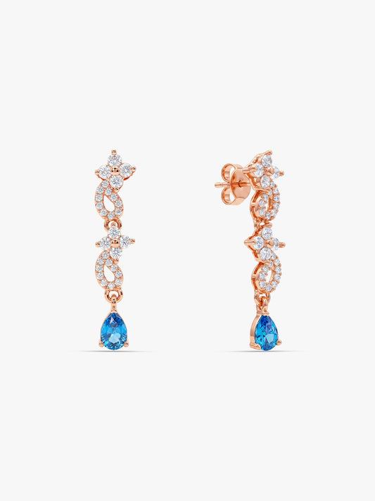 Rose Gold Blue Moon Earrings