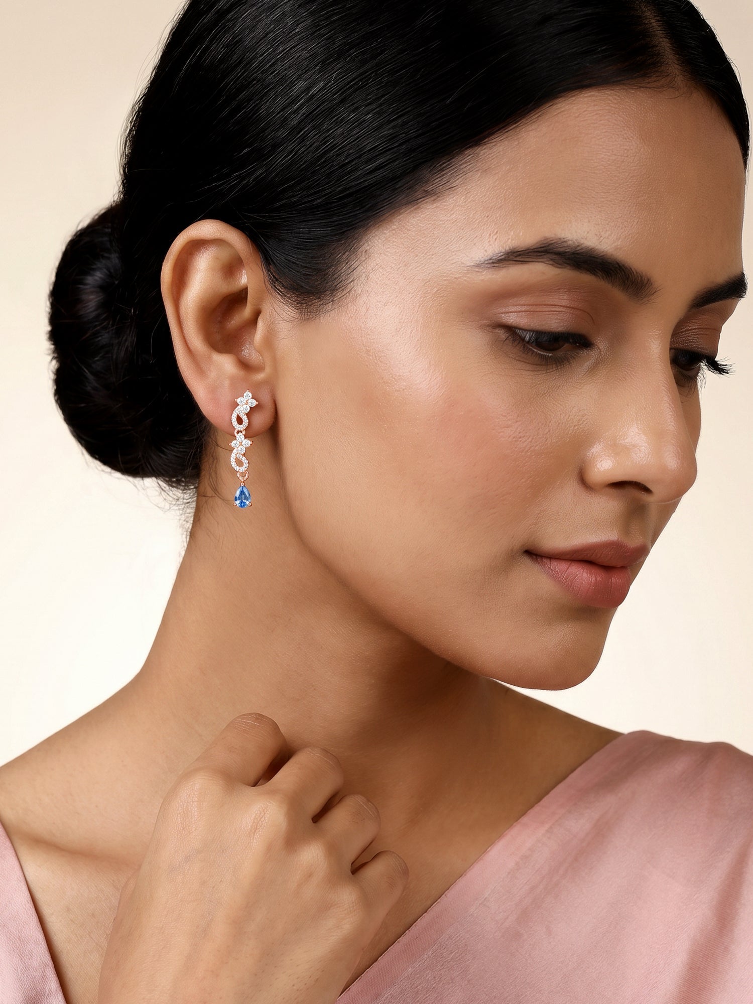 Rose Gold Blue Moon Earrings