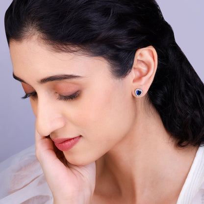 Silver Heart Of The Ocean Studs