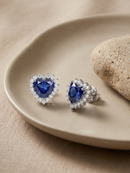 Silver Heart Of The Ocean Studs