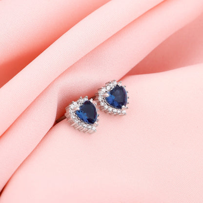 Silver Heart Of The Ocean Studs