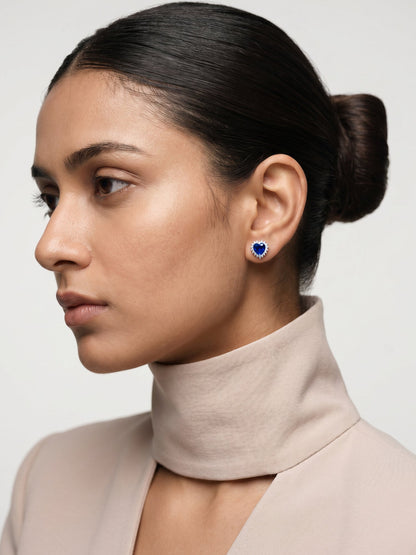 Silver Heart Of The Ocean Studs