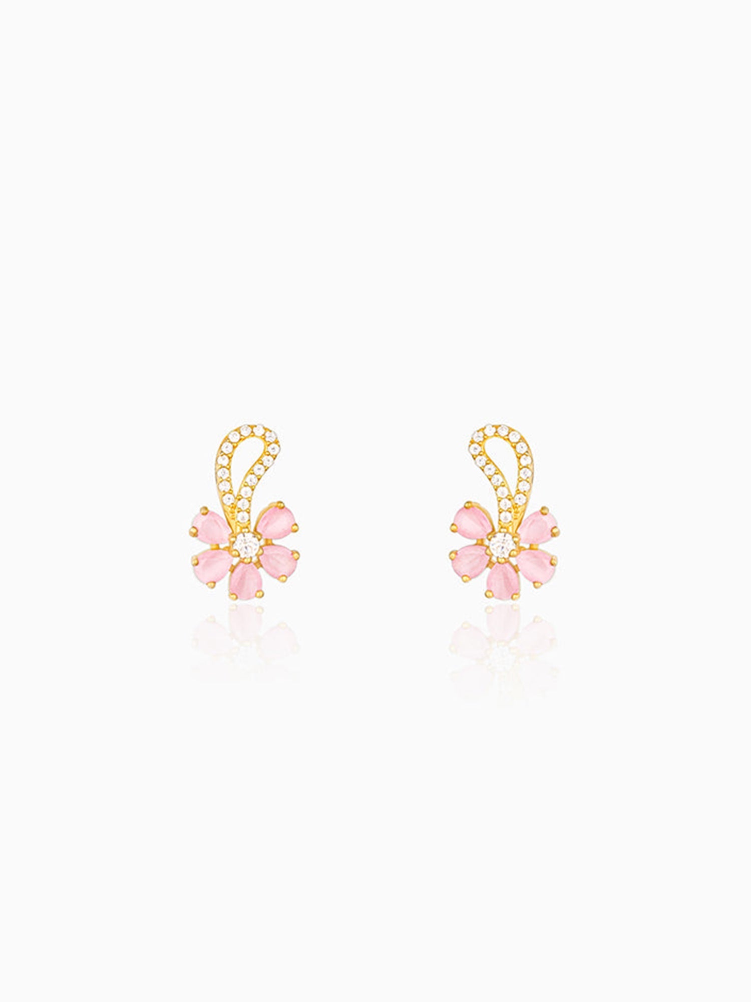 Golden Pink Floral Damsel Earrings