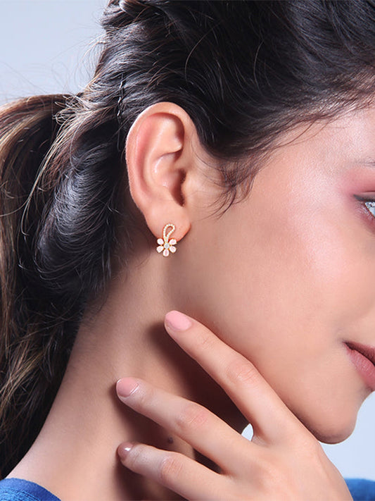 Golden Pink Floral Damsel Earrings