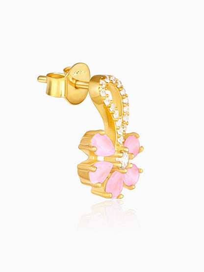 Golden Pink Floral Damsel Earrings